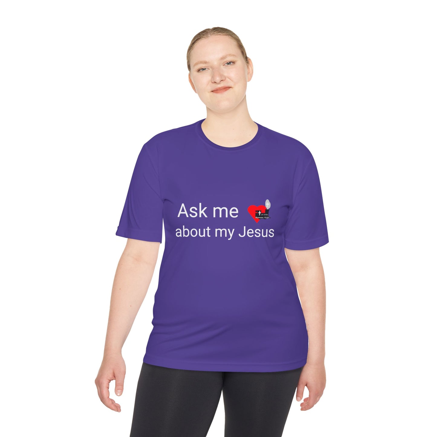 LifeStation Ask me about my Jesus Unisex Moisture Wicking Tee