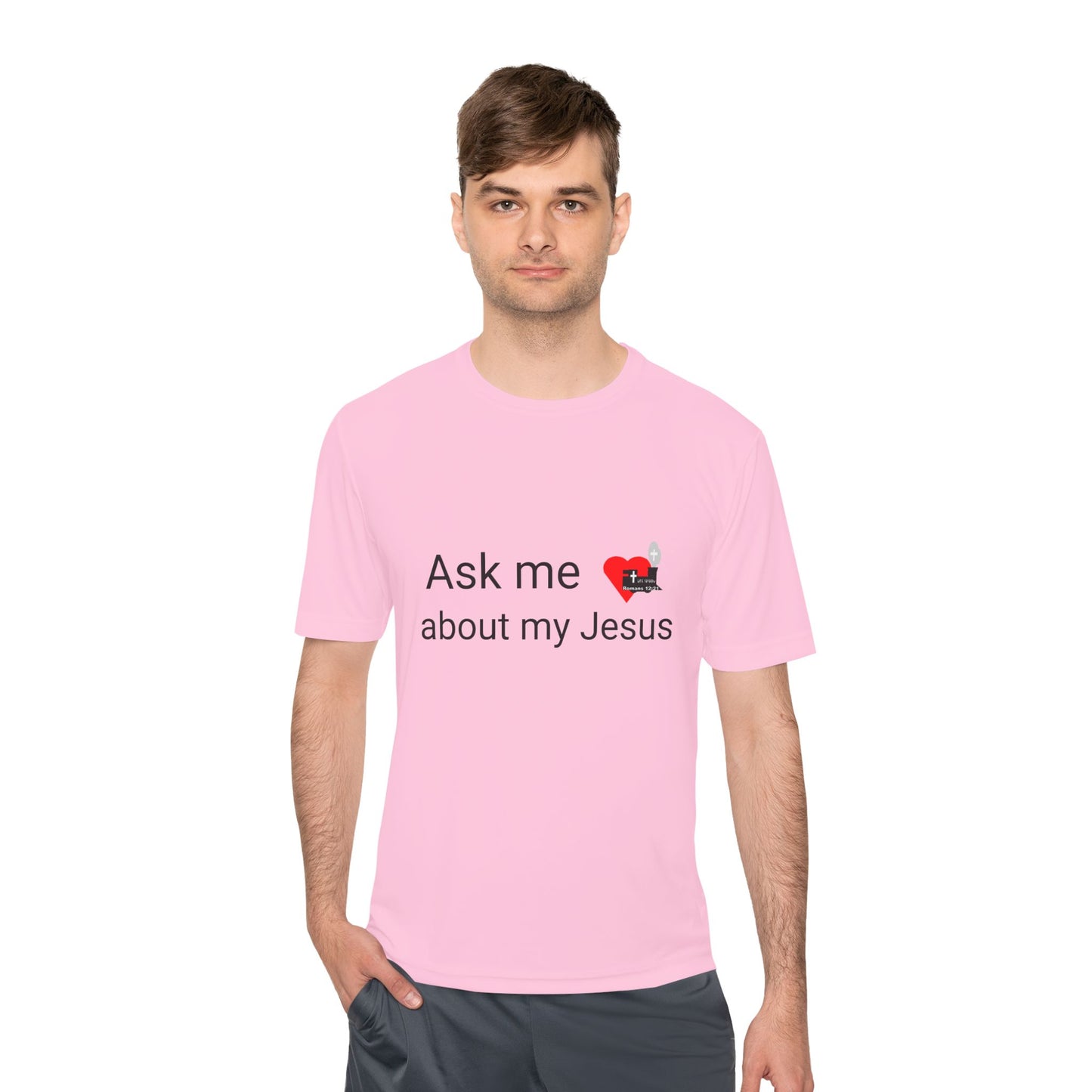 LifeStation Ask me about my Jesus Unisex Moisture Wicking Tee