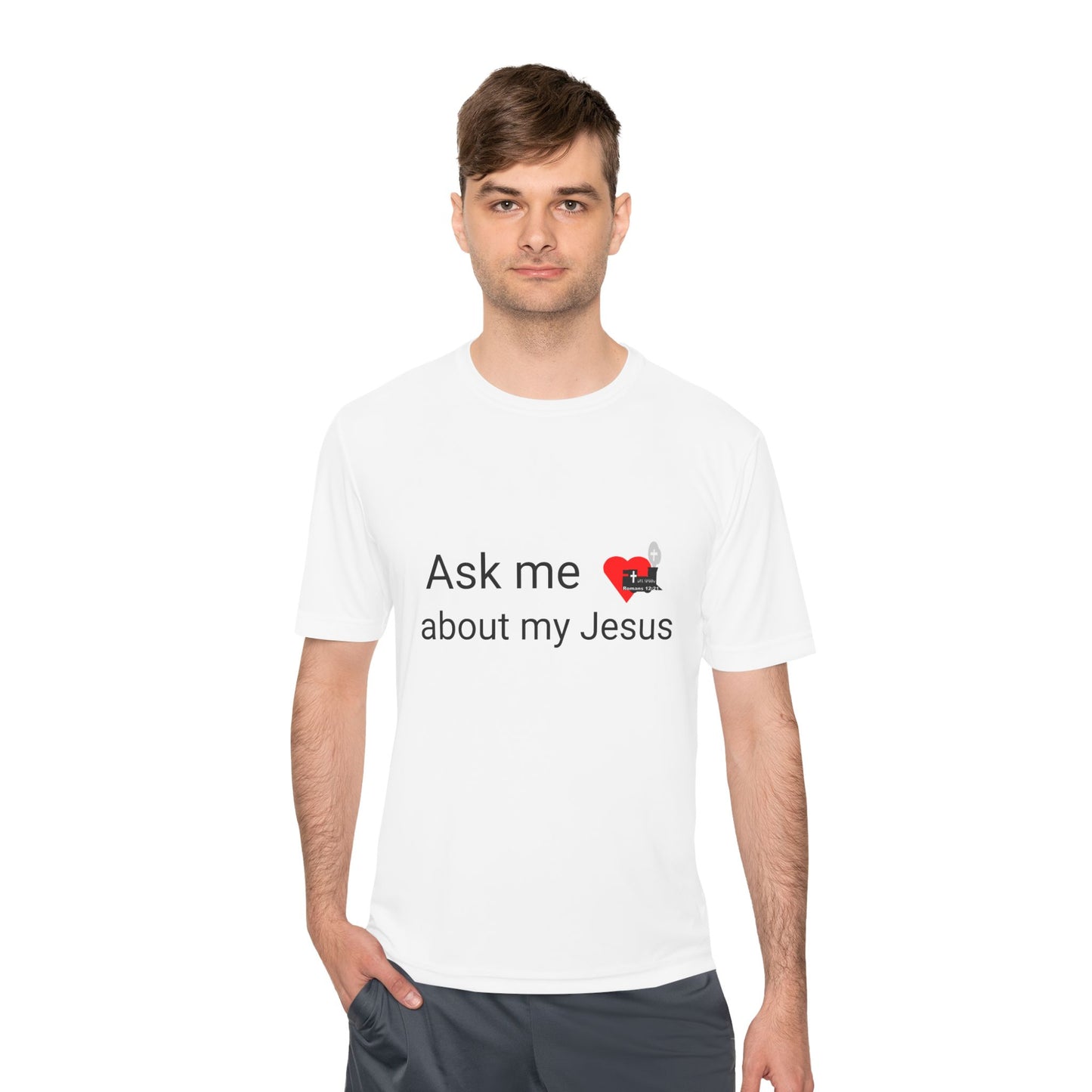 LifeStation Ask me about my Jesus Unisex Moisture Wicking Tee