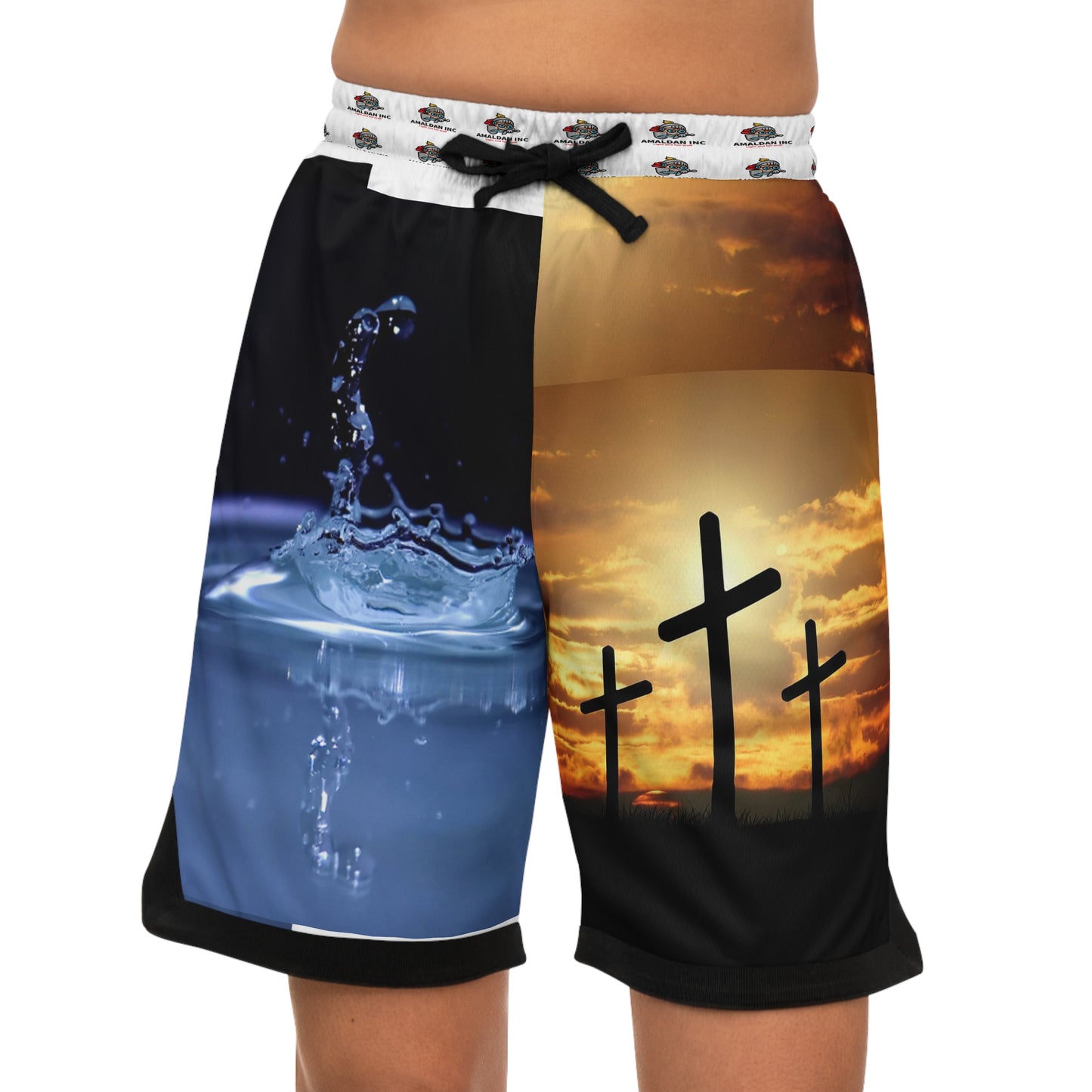 Basketball Shorts - Living Water and Three Crosses Design