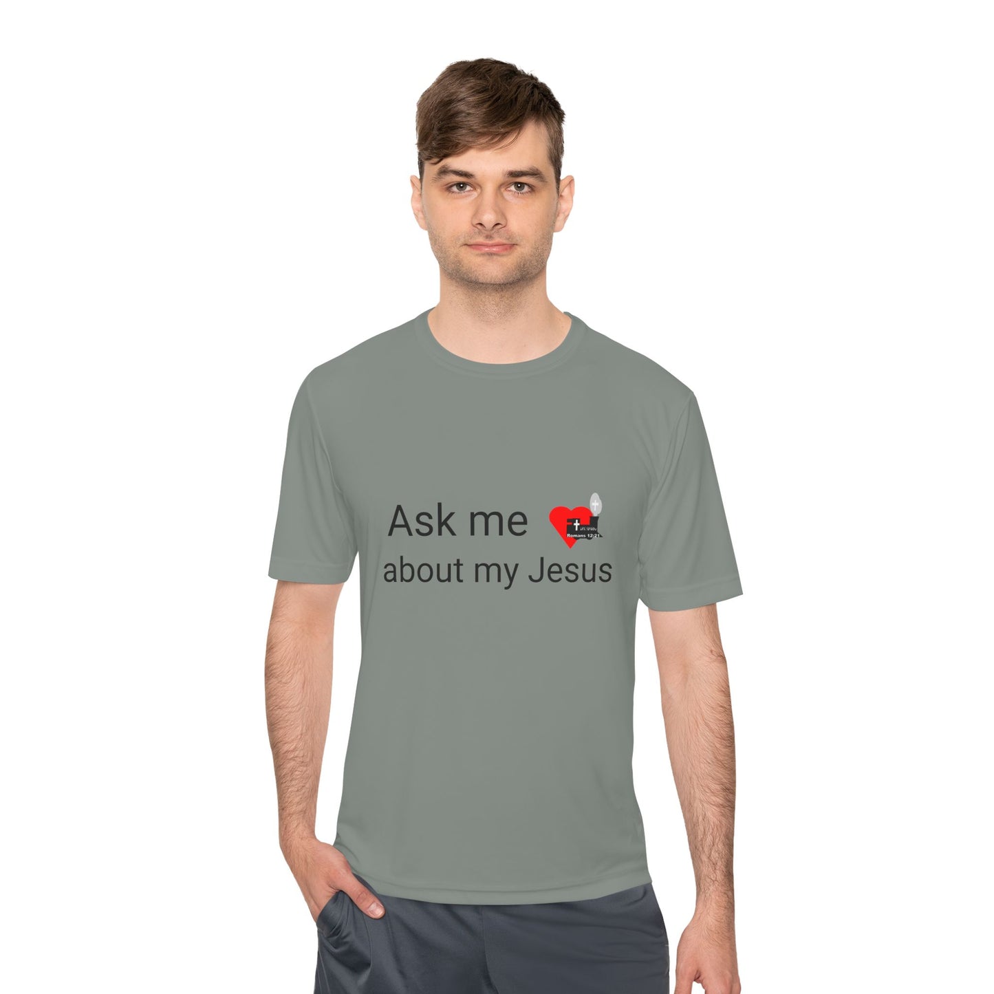 LifeStation Ask me about my Jesus Unisex Moisture Wicking Tee