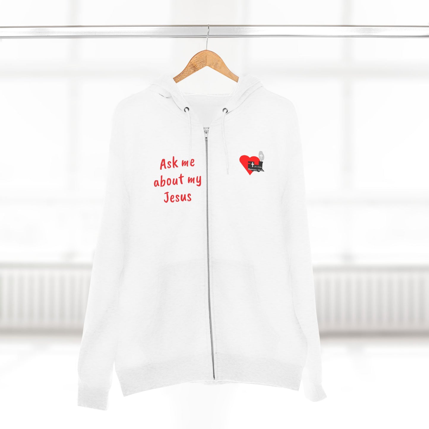 LifeStation Ask me about my Jesus Unisex Premium Full Zip Hoodie