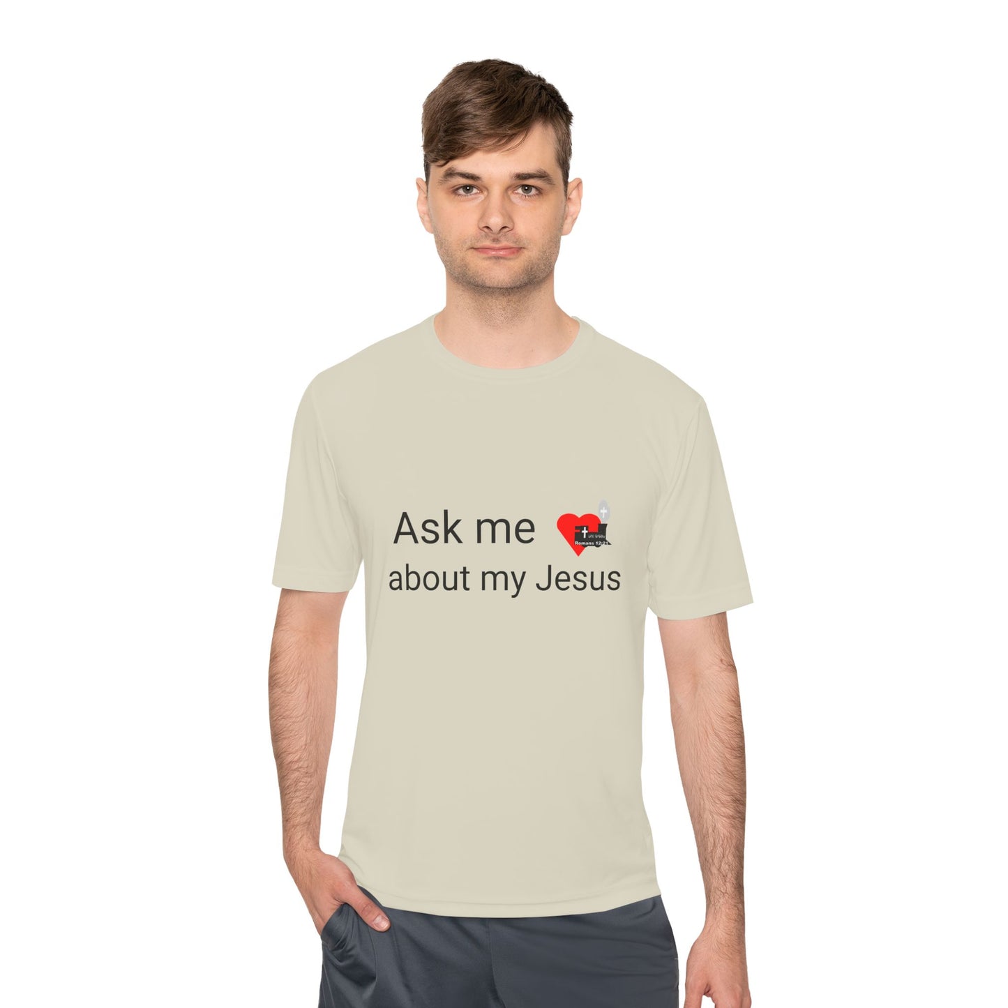 LifeStation Ask me about my Jesus Unisex Moisture Wicking Tee