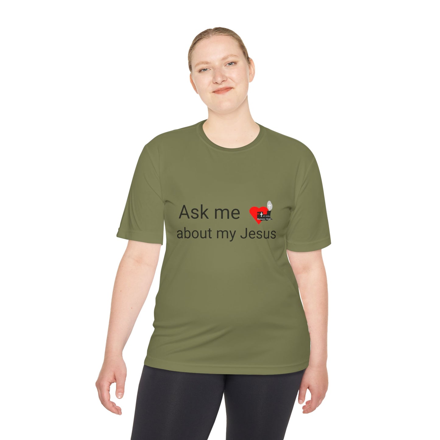 LifeStation Ask me about my Jesus Unisex Moisture Wicking Tee