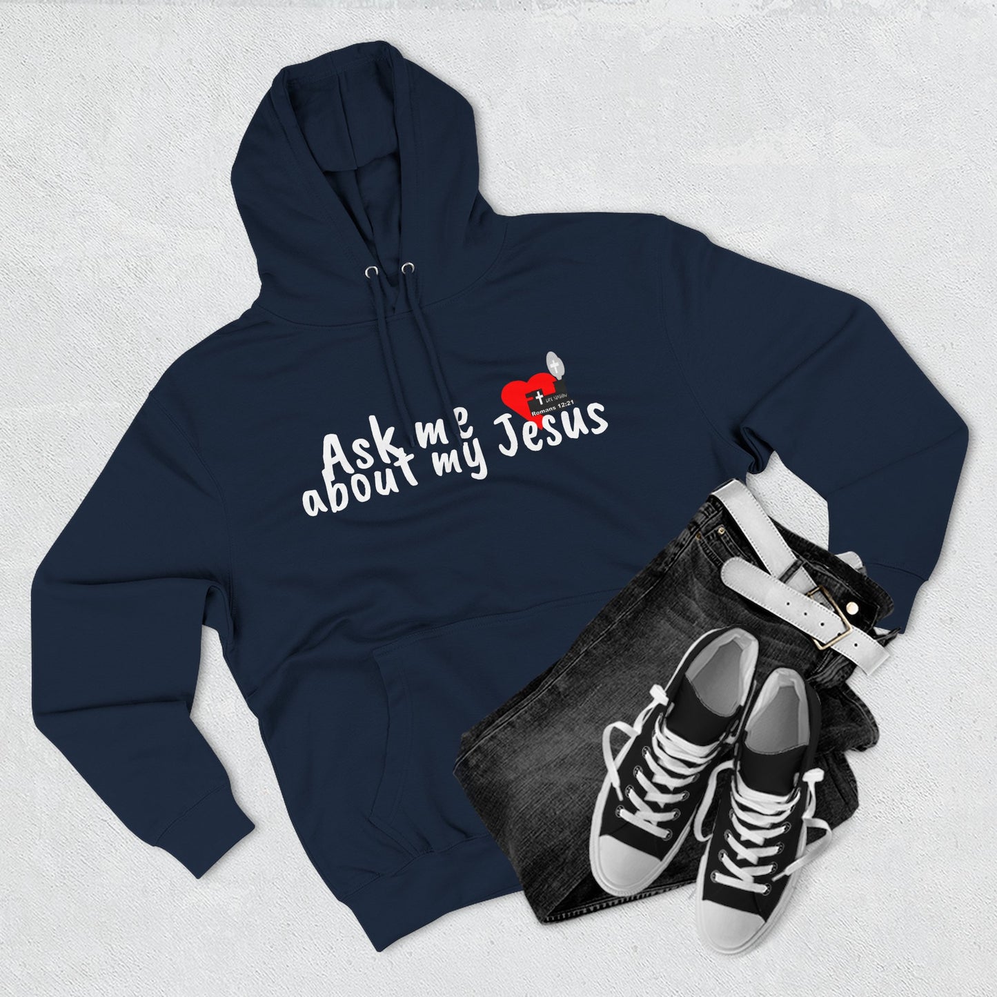 LifeStation Ask me about my Jesus Unisex Premium Pullover Hoodie