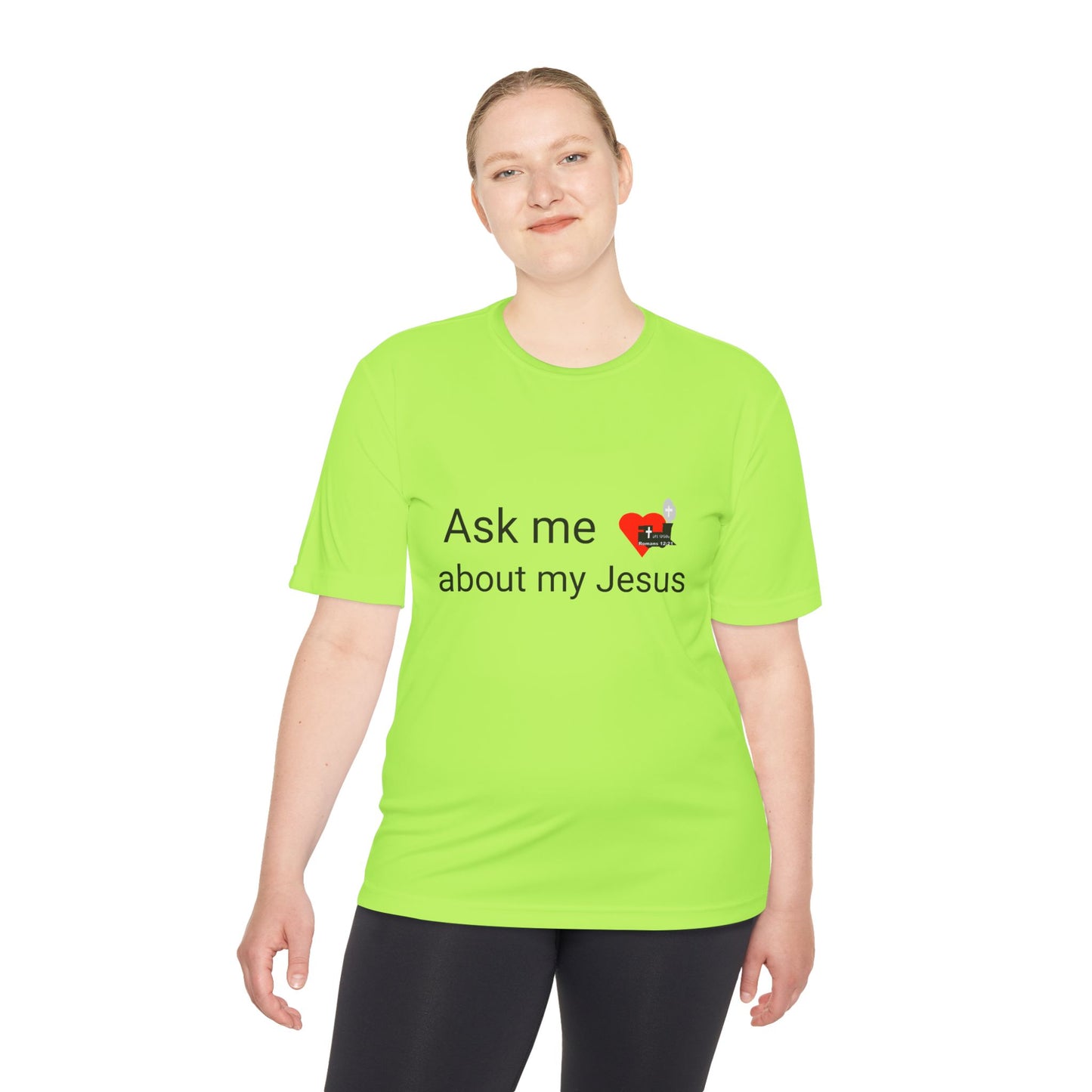 LifeStation Ask me about my Jesus Unisex Moisture Wicking Tee