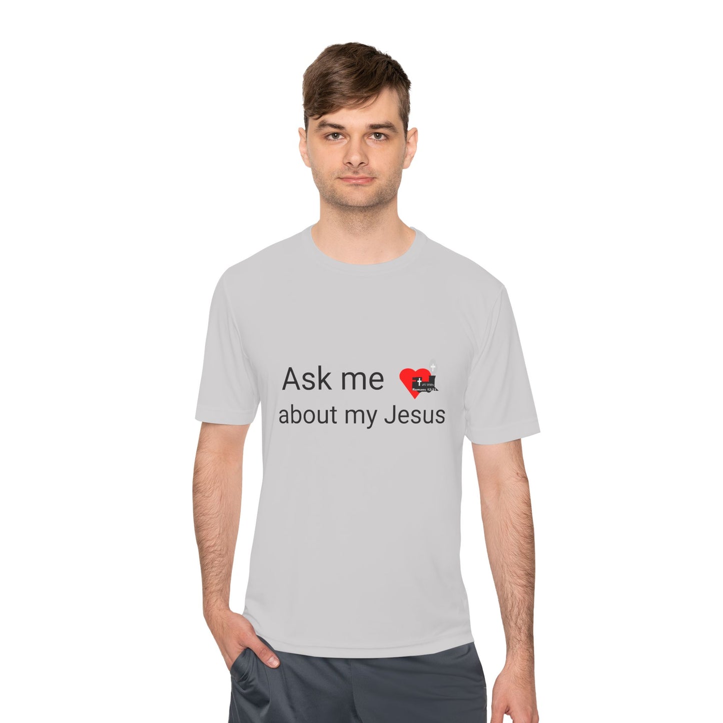 LifeStation Ask me about my Jesus Unisex Moisture Wicking Tee