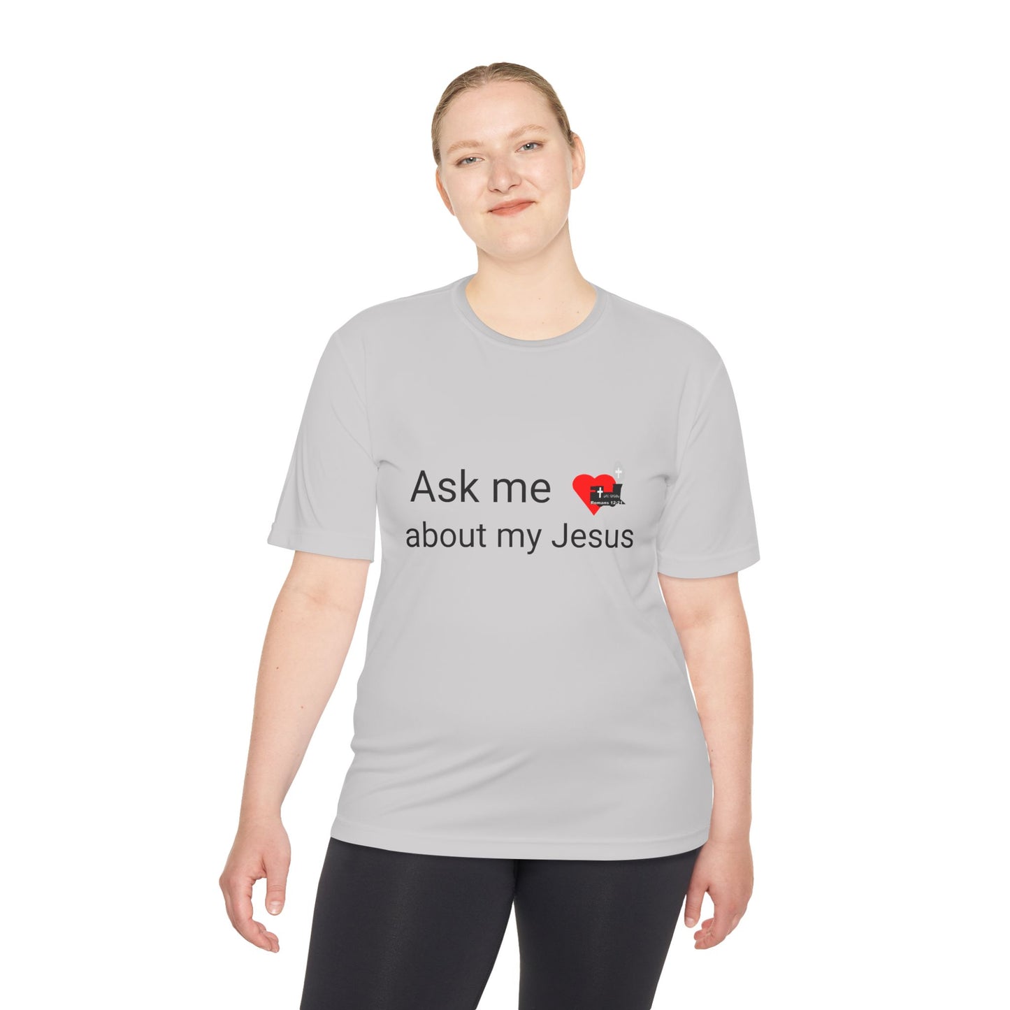 LifeStation Ask me about my Jesus Unisex Moisture Wicking Tee