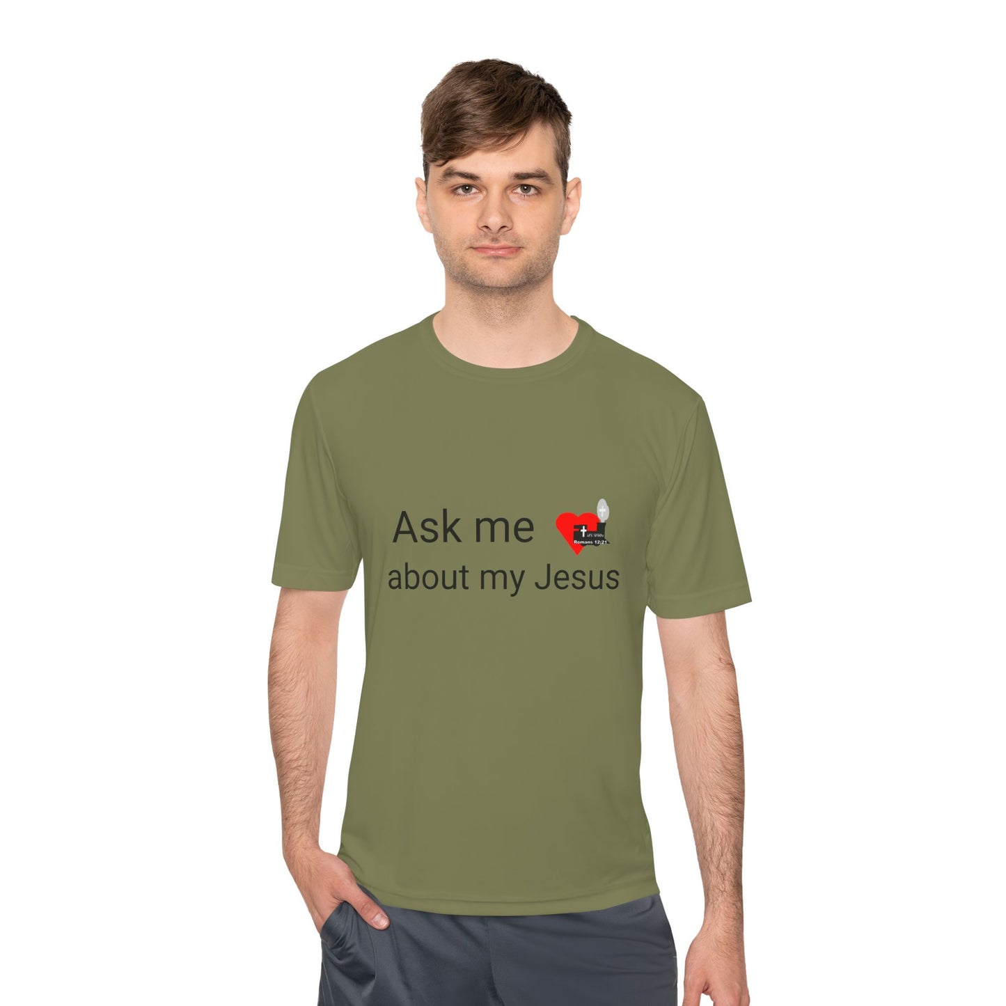 LifeStation Ask me about my Jesus Unisex Moisture Wicking Tee