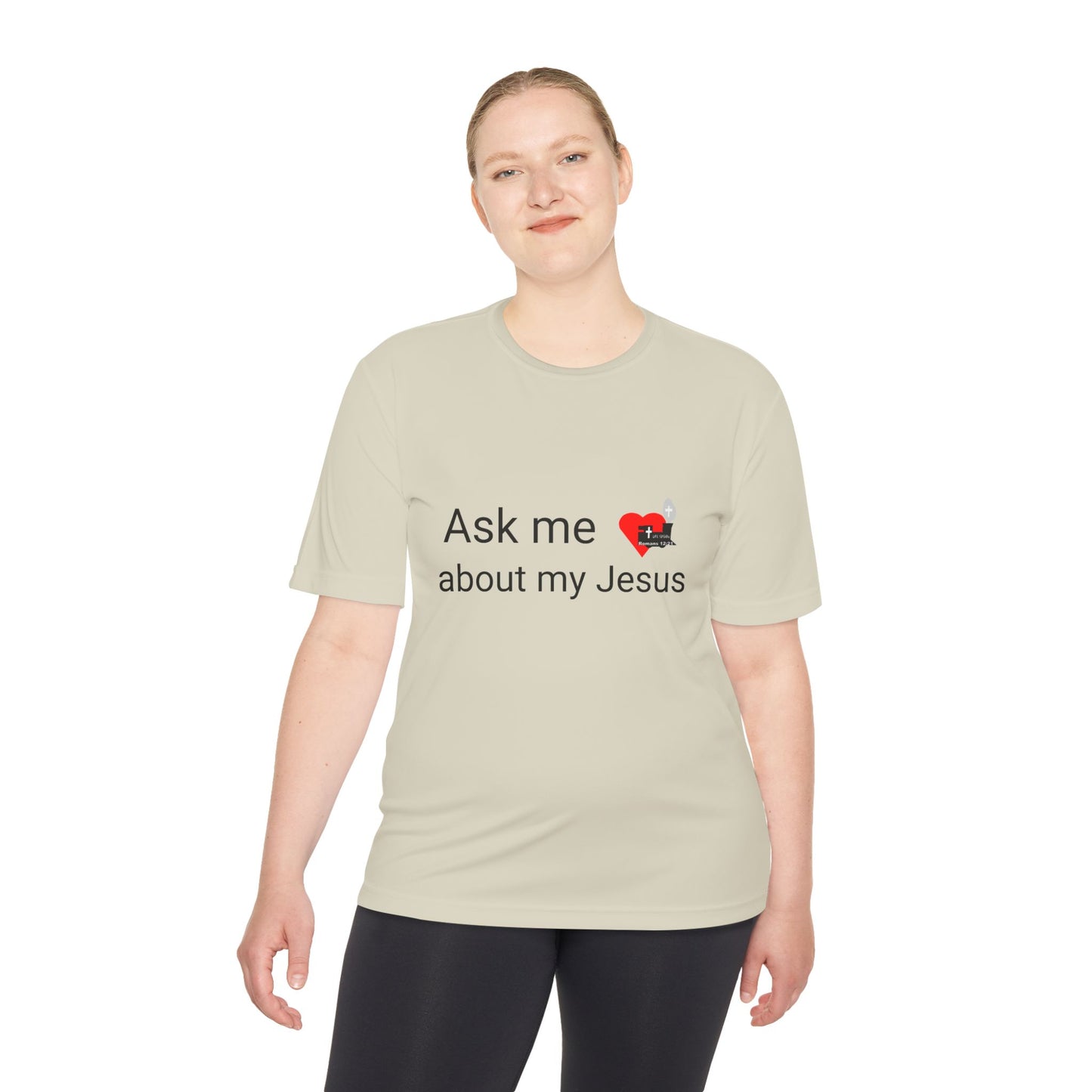 LifeStation Ask me about my Jesus Unisex Moisture Wicking Tee