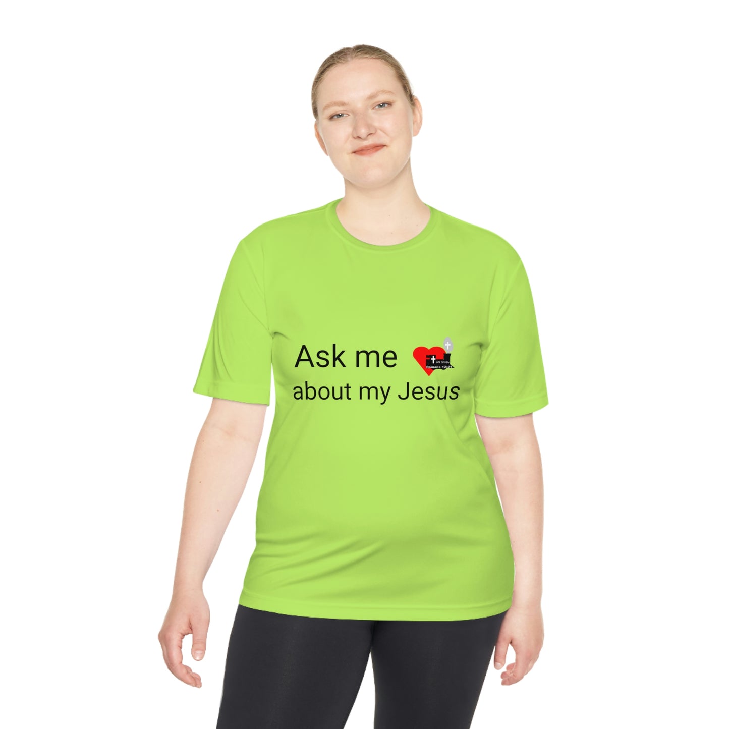 LifeStation Ask me about my Jesus Unisex Moisture Wicking Tee