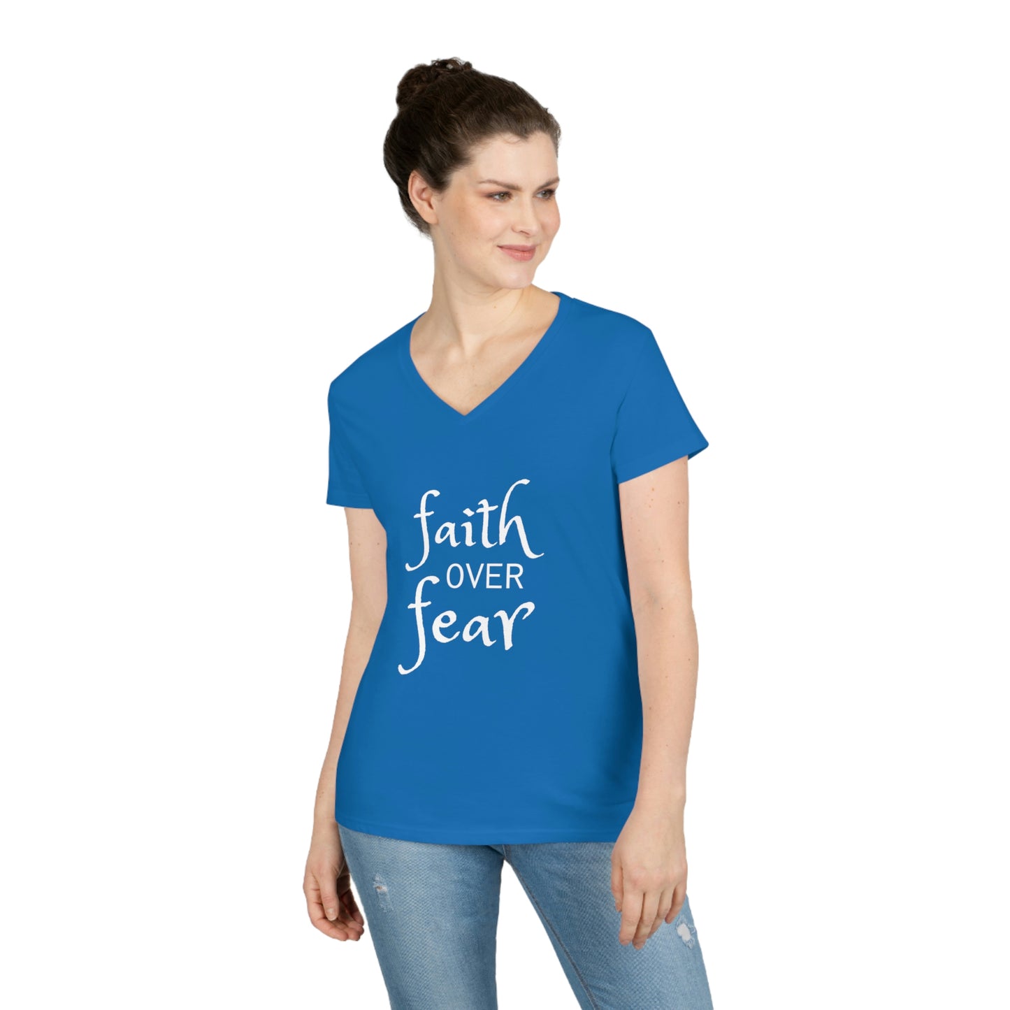 Faith Over Fear Ladies' V-Neck T-Shirt