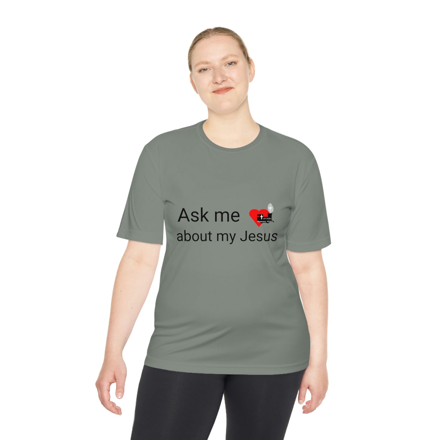 LifeStation Ask me about my Jesus Unisex Moisture Wicking Tee