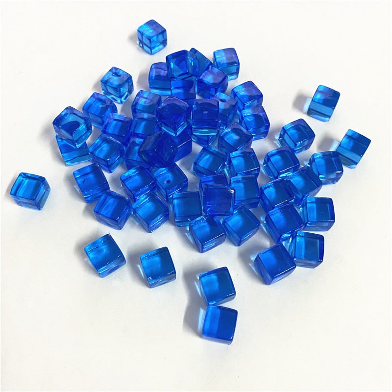 50Pcs/Set 8mm Cube Colorful Crystal Square Corner Transparent Dice Chess Piece Right Angle For Board Game