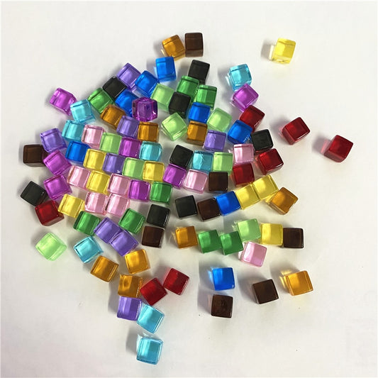 50Pcs/Set 8mm Cube Colorful Crystal Square Corner Transparent Dice Chess Piece Right Angle For Board Game
